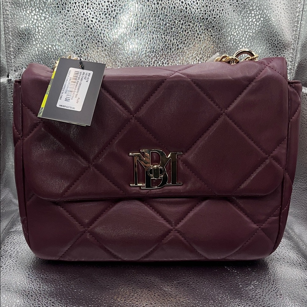 (NEW) BADGLEY MISCHKA Quilted Burgundy Shoulder Bag